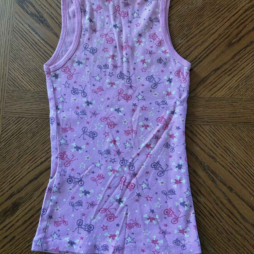 Vintage Delia's Pink Ribbed Graphic Tank Top w Bikes - Picture 10 of 13
